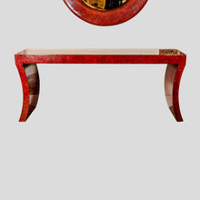 Load image into Gallery viewer, 1970s red lacquer crackleware console table by Enrique Garcel
