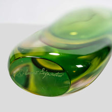 Load image into Gallery viewer, Green Yellow Purple art glass vase by Silvano Signoreto