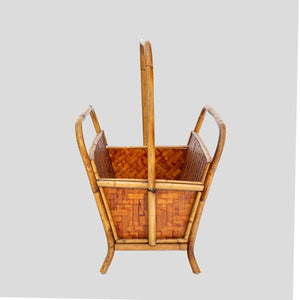 1970s Bamboo and rattan magazine holder
