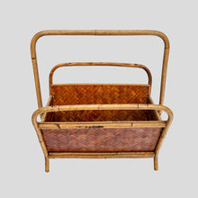 Load image into Gallery viewer, 1970s Bamboo and rattan magazine holder
