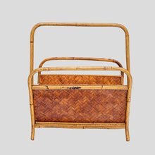 Load image into Gallery viewer, 1970s Bamboo and rattan magazine holder
