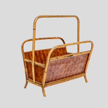 Load image into Gallery viewer, 1970s Bamboo and rattan magazine holder
