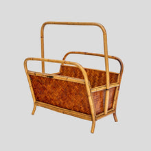 Load image into Gallery viewer, 1970s Bamboo and rattan magazine holder
