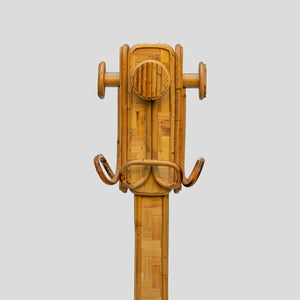 970s Bamboo rattan coat hanger by Vivai del sud