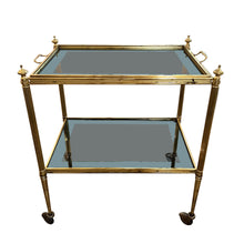 Load image into Gallery viewer, Small Lacquered Brass French 1960s Bar Cart With Lifting Tray