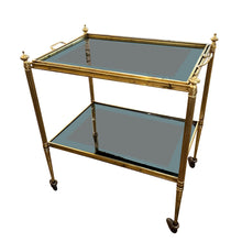 Load image into Gallery viewer, Small Lacquered Brass French 1960s Bar Cart With Lifting Tray