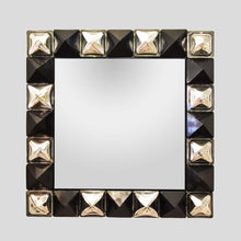 Load image into Gallery viewer, Black and silver diamond cut Murano glass Mirror
