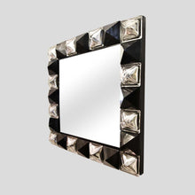 Load image into Gallery viewer, Black and silver diamond cut Murano glass Mirror