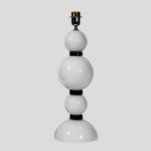 Load image into Gallery viewer, Pair of hand blown glass white and black table lamps