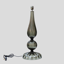 Load image into Gallery viewer, Pair of tall smoke grey Blown Murano glass table lamps