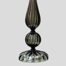 Load image into Gallery viewer, Pair of tall smoke grey Blown Murano glass table lamps