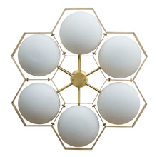 Load image into Gallery viewer, Flash mount Brass and Murano white glass ceiling light