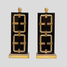Load image into Gallery viewer, Pair of perspex brass table lamps by Luciano Frigerio