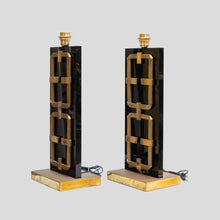 Load image into Gallery viewer, Pair of perspex brass table lamps by Luciano Frigerio