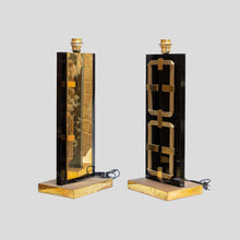 Load image into Gallery viewer, Pair of perspex brass table lamps by Luciano Frigerio