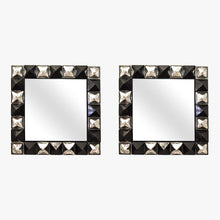 Load image into Gallery viewer, Black and silver diamond cut Murano glass Mirror