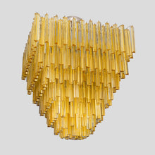 Load image into Gallery viewer, Large square Venini amber colour triedri glass ceiling light