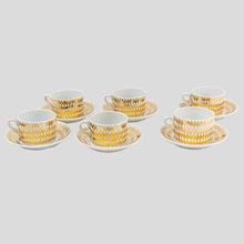 Load image into Gallery viewer, Set of six Fornasetti tea cups and saucers