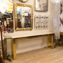 Load image into Gallery viewer, Large bespoke gold console table by Railis Kotlevs