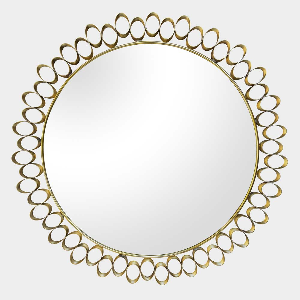 Round sculptural brass midcentury style mirror