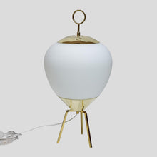 Load image into Gallery viewer, Pair of glass and brass table lamps in style of Stilnovo