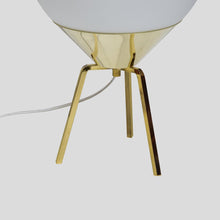 Load image into Gallery viewer, Pair of glass and brass table lamps in style of Stilnovo
