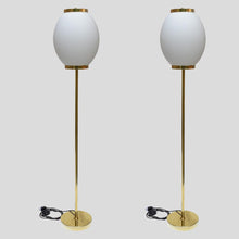 Load image into Gallery viewer, Pair of 1980s floor lamps brass and glass Italian design