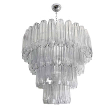 Load image into Gallery viewer, Large Pearl Grey Blown Murano Poliedri glass Chandelier