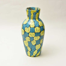 Load image into Gallery viewer, Yellow and Turquoise colour blown vase by Vittorio Ferro
