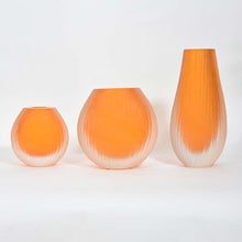 Load image into Gallery viewer, Set of 3 Orange Murano Battuto Vase