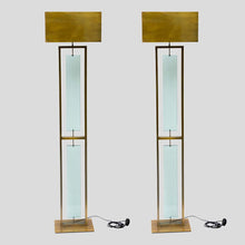 Load image into Gallery viewer, Pair of Fontana Arte Style Brass and Clear Glass floor lamps