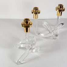 Load image into Gallery viewer, 1960s Single candlestick Pretzel lucite and brass