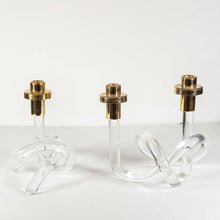 Load image into Gallery viewer, 1960s Single candlestick Pretzel lucite and brass