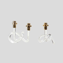 Load image into Gallery viewer, 1960s Single candlestick Pretzel lucite and brass