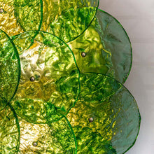 Load image into Gallery viewer, Flash Mount Murano Emerald Green Textured Blown Disc Glass