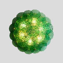 Load image into Gallery viewer, Flash Mount Murano Emerald Green Textured Blown Disc Glass
