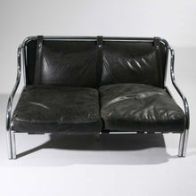 Load image into Gallery viewer, Gae Aulenti Stringa two seater black leather sofa