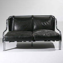 Load image into Gallery viewer, Gae Aulenti Stringa two seater black leather sofa