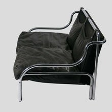 Load image into Gallery viewer, Gae Aulenti Stringa two seater black leather sofa