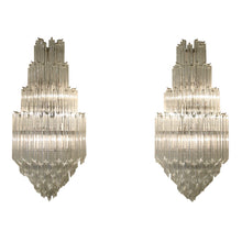 Load image into Gallery viewer, Pair of Large Venini quadriedri glass Murano sconces