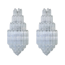 Load image into Gallery viewer, Pair of Large Venini quadriedri glass Murano sconces