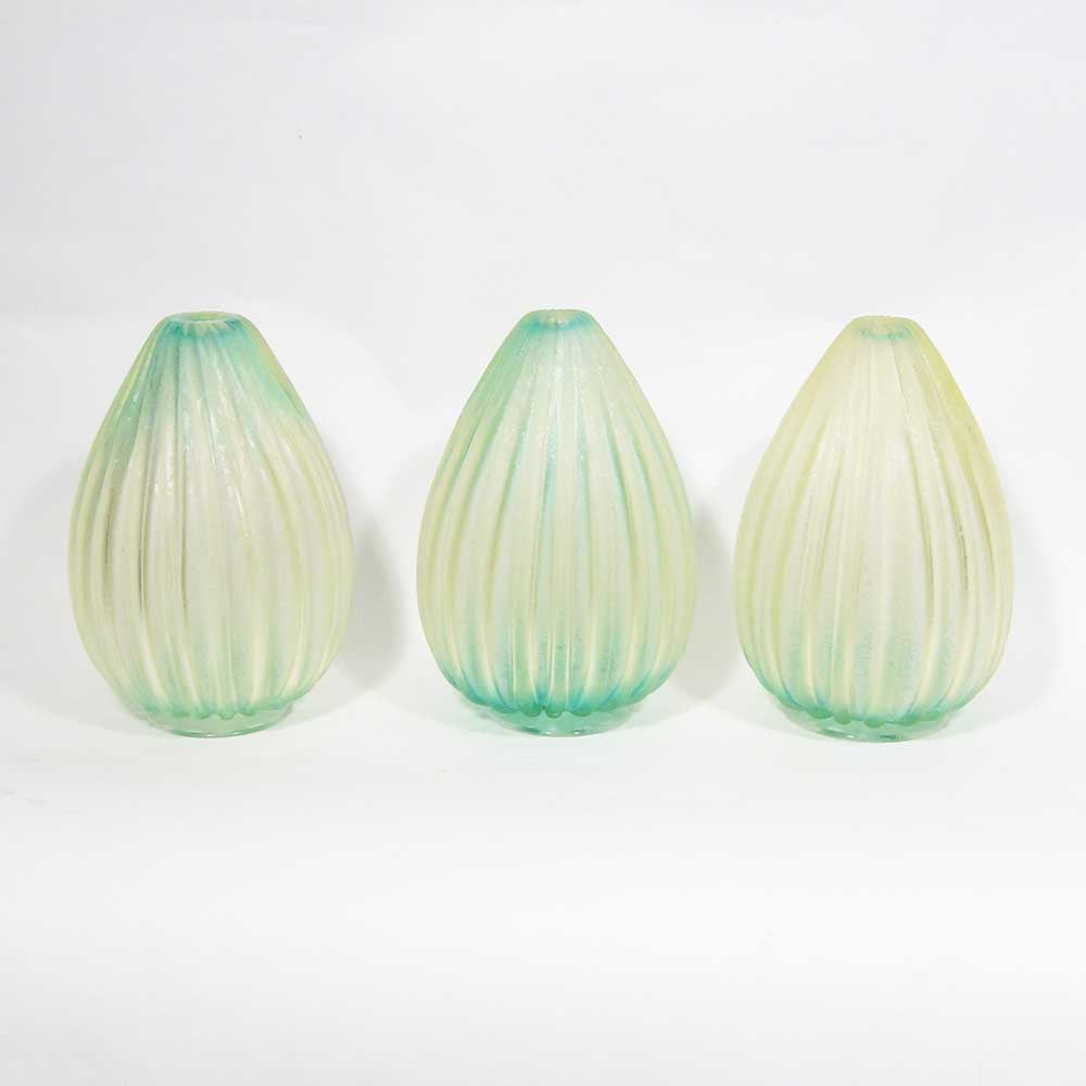 Set of three Ribboned blown glass vases