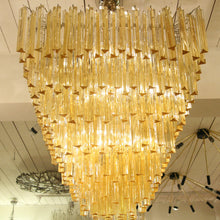 Load image into Gallery viewer, Large square Venini amber colour triedri glass ceiling light