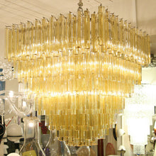 Load image into Gallery viewer, Large square Venini amber colour triedri glass ceiling light