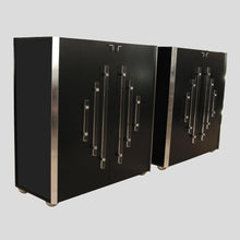Load image into Gallery viewer, A pair of tall black lacquer cabinets
