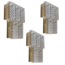 Load image into Gallery viewer, 1960s Set of Three Two-Tier Wall lights with Prism Glass plate by Kinkeldey, German