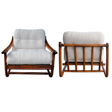 Load image into Gallery viewer, 1960s French Pair of Bamboo Armchairs Newly Upholstered