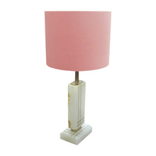 Load image into Gallery viewer, Pair of White Onyx Structural Table Lamps with Pink Shades, Italian 1960s