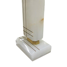 Load image into Gallery viewer, Pair of White Onyx Structural Table Lamps with Pink Shades, Italian 1960s