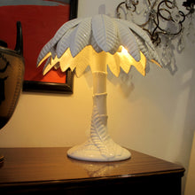 Load image into Gallery viewer, 1960’s Pair of White Glaze Ceramic Palm Tree Table Lamps, Italian